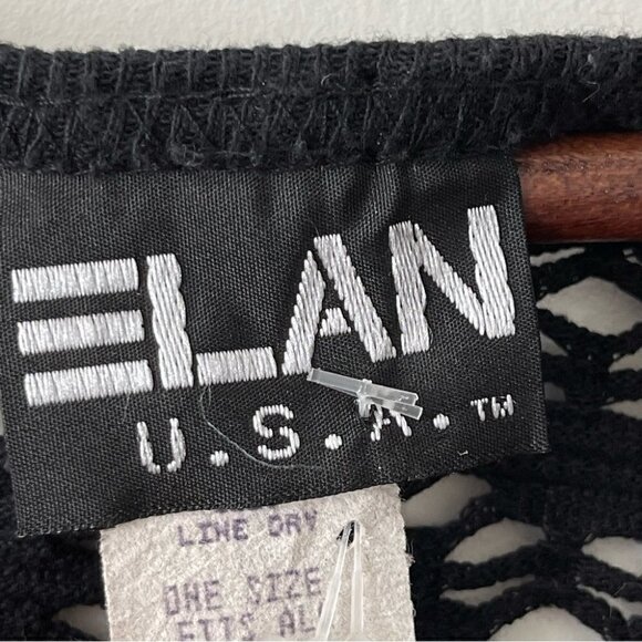 Vintage ELAN USA Crochet Beach Coverup OS Black - Picture 4 of 7